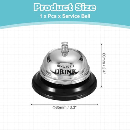PATIKIL Desk Bell, 3.3" Service Call Bell Ringing, Drink, Silver - color: Silver(drink)