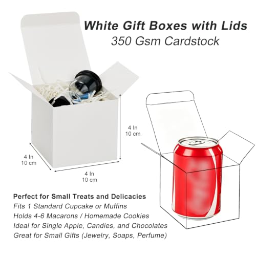 Aosric White Gift Boxes with Lids 4x4x4 Inch, 24 Pack - color: White