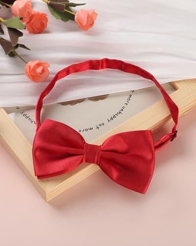 AWAYTR Bow Ties for Men - Pre-Tied Adjustable Tuxedo Style for Wedding - color: Purplish Red