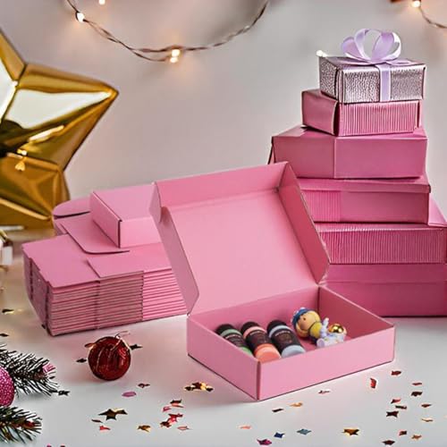 9x6x2 inch Pink Shipping Boxes for Small Business- Set of 25 - color: Pink, size: 9x6x2 Inch