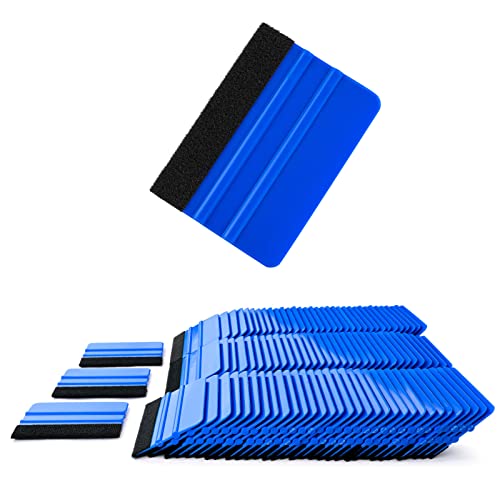 NEWISHTOOL 100 PCS Felt Squeegee for Vinyl, PPF Tint Wrap Application Tool - color: Blue