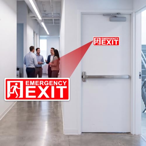 10 Pack Emergency Exit Signs Stickers, 9" x 3"