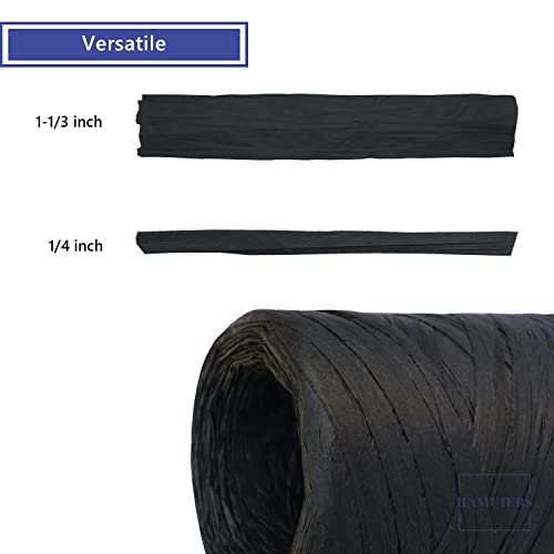 Raffia Ribbon for Gift Wrapping and Packing - 1/4'' Wide, 109 Yards, Black - color: Black, size: 109 Yards