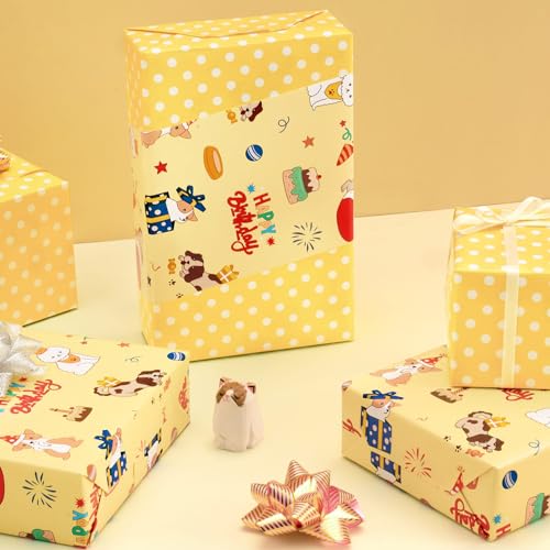 WERNNSAI Dog Wrapping Paper Roll - 33 ft Happy Birthday Puppy Gift Wrap - color: Dog