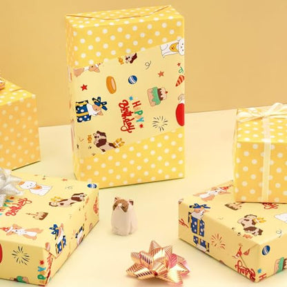 WERNNSAI Dog Wrapping Paper Roll - 33 ft Happy Birthday Puppy Gift Wrap - color: Dog