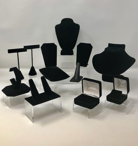 9-Piece Clear Acrylic Display Risers (3 Sets of 3 Graduated Sizes) – Sturdy, Crystal-Clear Stands for Perfumes, Collectibles, Jewelry, Figurines and More – Includes Free Microfiber Polishing Cloth