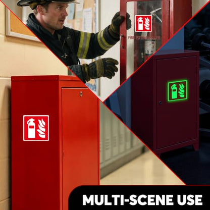 Fire Extinguisher Inside Sign Stickers,6 Pack Small Glow In The Dark - color: Fire Extinguisher 570