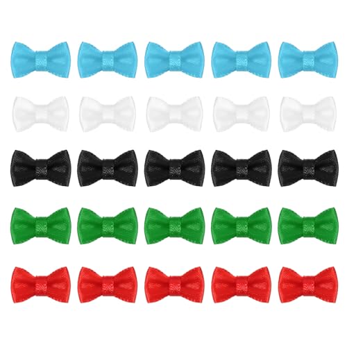 MECCANIXITY 100 Pcs Mini Ribbon Bow 0.8" Mini Fabric Satin Ribbon Flower Bows for Craft DIY Sewing Wedding Birthday Party, Multicolor - color: Multicolor