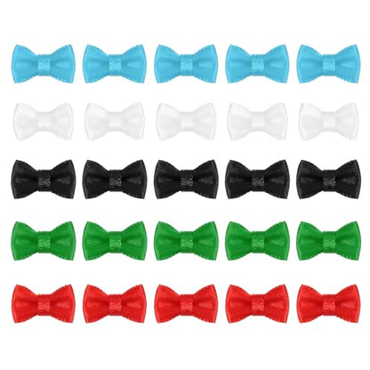 MECCANIXITY 100 Pcs Mini Ribbon Bow 0.8" Mini Fabric Satin Ribbon Flower Bows for Craft DIY Sewing Wedding Birthday Party, Multicolor - color: Multicolor