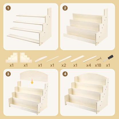 4 Tier 1Pc Wooden Greeting Card Display Stand - color: Wood