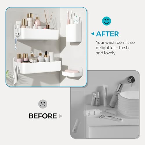 Nieifi Adhesive Shower Shelves, White, 4 Pieces - color: White, size: 4 pieces