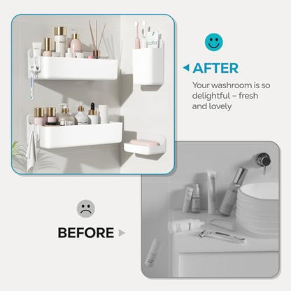 Nieifi Adhesive Shower Shelves, White, 4 Pieces - color: White, size: 4 pieces