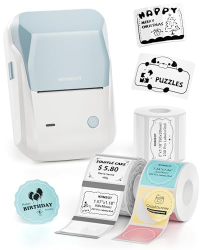 NIIMBOT B1 Label Maker Came with 3 Roll White Labels(Light Blue) - color: Light Blue, size: Printer+ 3 Tapes