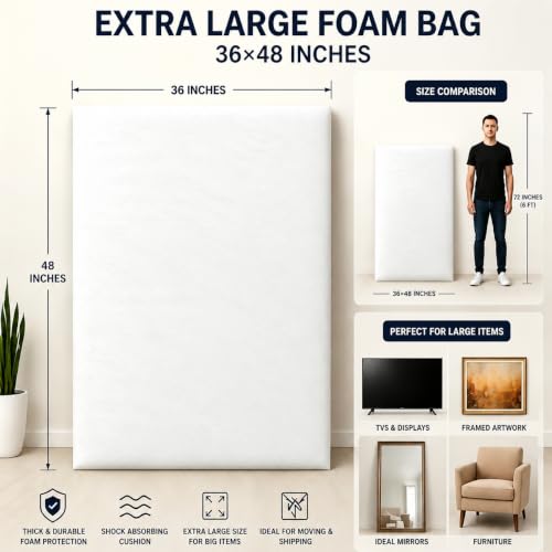 5Pcs 36x48inch Foam Pouches,Multi-size Extra Large Foam Pouches. - size: 36x48inch 1MM