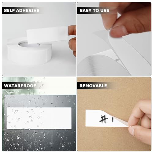 White Rectangle Labels 3" x 1" Color Coding Stickers Roll 500 Pcs - color: White
