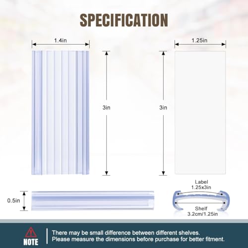 Lenink 100Pcs Wire Shelf Label Holders with 100Pcs Label Paper Inserts, Plastic Wire Rack Label Holder Compatible with Metro and Nexel 1-1/4in Shelves, Label Area 3in Lx1.25in H - color: Transparent, size: 3in (100 Pack)