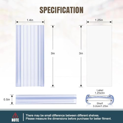 Lenink 100Pcs Wire Shelf Label Holders with 100Pcs Label Paper Inserts, Plastic Wire Rack Label Holder Compatible with Metro and Nexel 1-1/4in Shelves, Label Area 3in Lx1.25in H - color: Transparent, size: 3in (100 Pack)