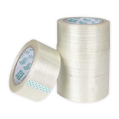 ZOEYES 4 Pack Filament Tape 2 Inch x 82FT, Heavy Duty Reinforced Strapping Tape 5.3 Mil Fiberglass Tape for Packing and Shipping