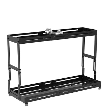 Adjustable Sturdy Metal Shelving Unit，2-Tier Organizer Countertop,Suitable for Kitchen Countertop, Bathroom, Makeup Table, Store Large Skincare etc - color: 1pack/Black