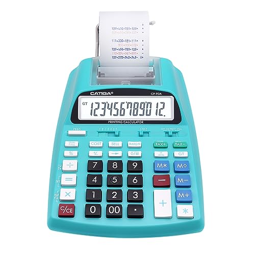 CATIGA Printing Calculator with Tape Print Out - 10 Key Adding Machine with Paper Roll, Desktop Electric Calculator for Accounting, Business, Finance, Home Office Use CP90A - color: 5) Light Blue