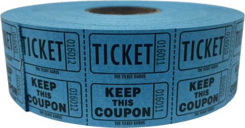 Ticket Guru-Raffle Tickets - (4 Rolls of 2000 Double Tickets) 8,000 Total 50/50 Raffle Tickets (4) Random Colors