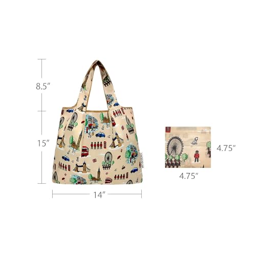 allydrew Medium Foldable Tote Nylon Reusable Grocery Bag (Set of 2) - color: Britain