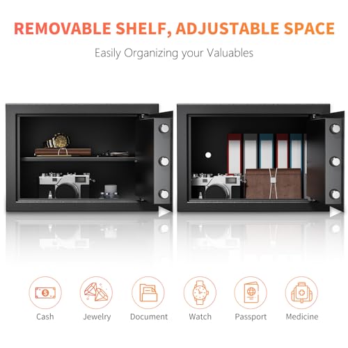 WASJOYE Cabinet Safe with Key for Money, 1.2 Cu Ft Key Lock Box - size: 1.2 Cu Ft Black