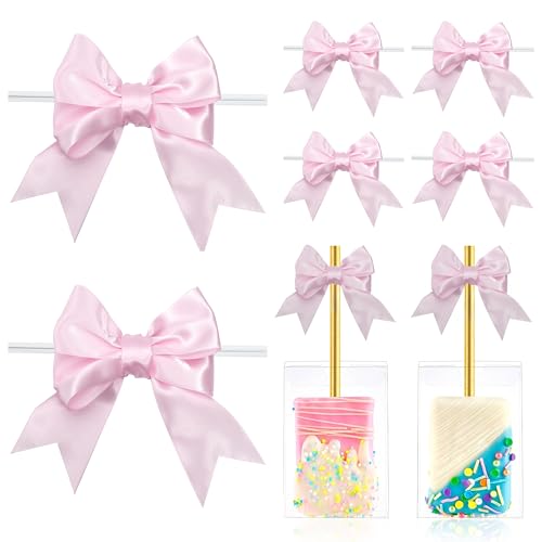 Pre-Tied Baby Pink Twist Tie Bows 3.5 Inch 24 Pack - color: Baby Pink
