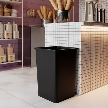 35 Gallon Black Square Commercial Trash Garbage Can | Outdoor Office Restaurant School Kitchen - color: Black, size: 35 Gallon, style: Trash Can