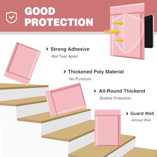 Famagic Pink Bubble Mailers 6x10 for Small Business, 25pc, Usable 6x9 - color: Light pink, size: 6x10 Inches