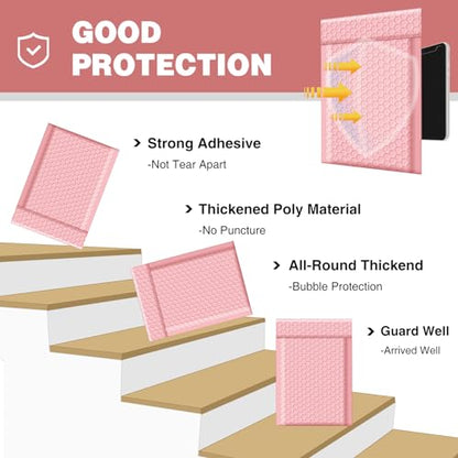 Famagic Pink Bubble Mailers 6x10 for Small Business, 25pc, Usable 6x9 - color: Light pink, size: 6x10 Inches