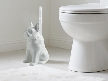 Comeon Ceramic Dog White Toilet Brush and Holder Set, Plastic Handle - color: White, size: Dog