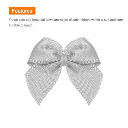 MECCANIXITY Mini Ribbon Bow 1" Mini Fabric Flower Bows Silver 150Pcs - color: Silver