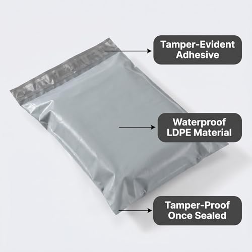 1Pc 100Pcs Thick Grey Mailing Bags, Tamper-Evident Anti-Opening Courier Bags for E-Commerce Shipping & Packaging