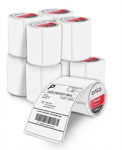 enKo 1744907 10 Rolls | 2200 Thermal 4 x 6 in Address and Shipping Labels - size: 10 Rolls - 2,200 Labels