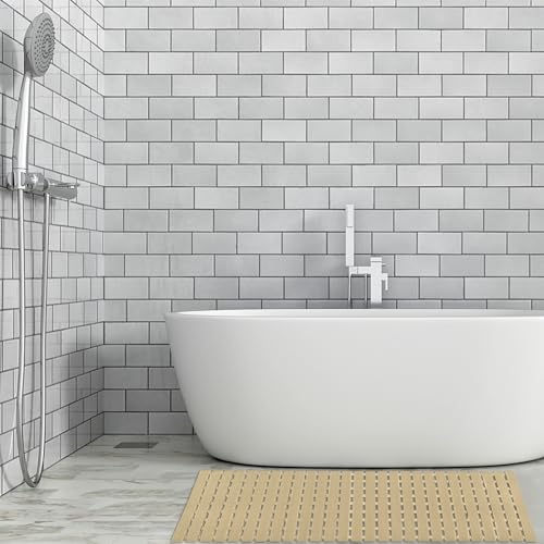 BEMISO Shower Mat Non Slip Bathtub Mat 37.4 x 15.7 Inch Bath Mat for Tub - color: Brown, size: 37.4 x 15.7 inches