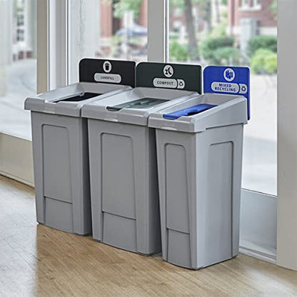 Compost Bin, 33 Gallon Compost Recycling Station with Lid, Recycle Bin, Exterior Trash Can, Recycling Station Kit, Heavy Duty Premium Plastic, Perfect for Kitchen, Office, Garden, Garage, Number 02 - size: Compost