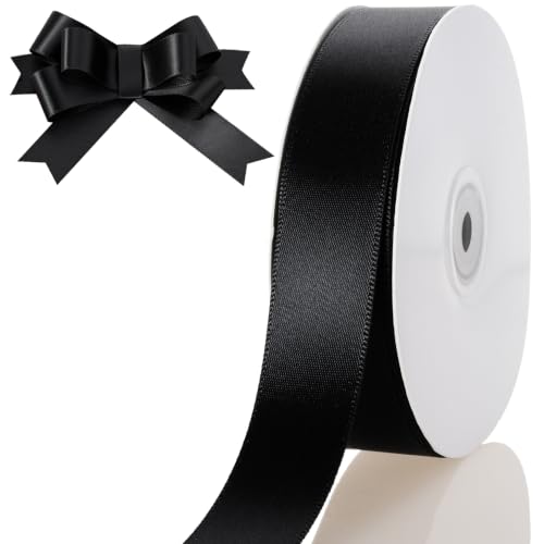 1 Inch Black Ribbon 50Yards – Perfect for Gift Wrapping - color: Black, size: 1"