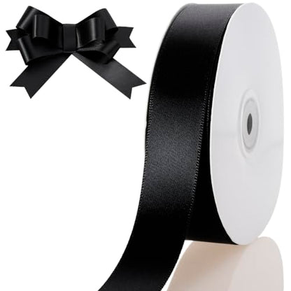1 Inch Black Ribbon 50Yards – Perfect for Gift Wrapping - color: Black, size: 1"