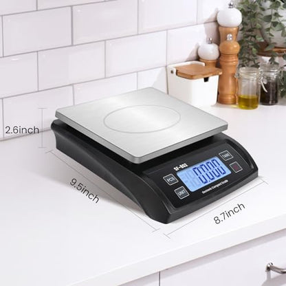 Digital Kitchen Scale 30kg/66lb Large Food Scale for Baking Cooking Stainless Bread Scale with LCD Display Counting Scales for Commercial (Color : Stainless Black) - color: Stainless black