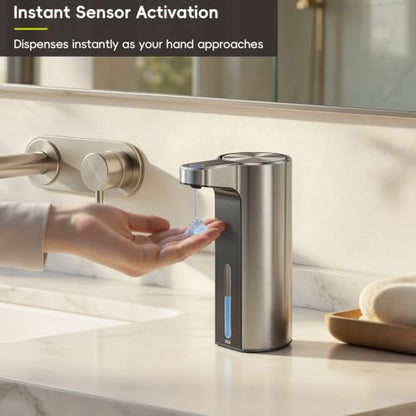 EKO Aroma Touchless Automatic Soap Dispenser for Kitchen and Bathroom, Liquid Hand Soap Dispenser, Rechargeable, 9 fl oz (Stainless) - color: Stainless Steel, size: 9 oz