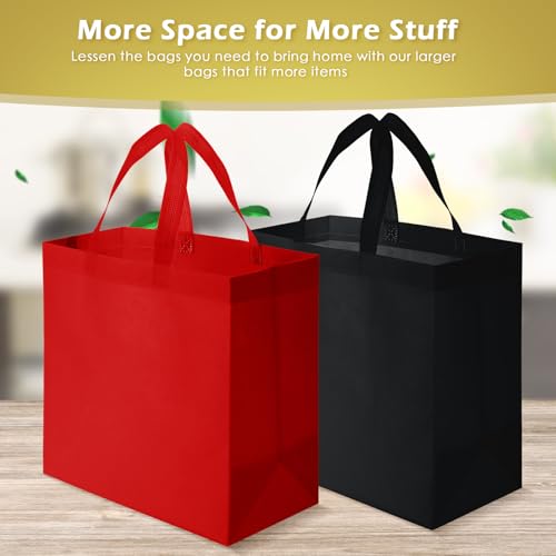 Reginary 100 PCS Non Woven Tote Bags Bulk,Red,Black - color: Red,black