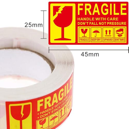 250-Pack Fragile Glass Stickers for Shipping - Handle with Care, Bold Red and Yellow - Shipping Moving Labels, Mailing Supplies Fragile Warning Stickers - Protect Your Packages with Care - color: Fragile Glass