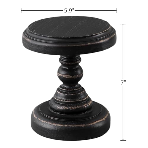 SOFE Black Wood Display Riser, Rustic Small Pedestal Stand/Planter Stands - color: Black