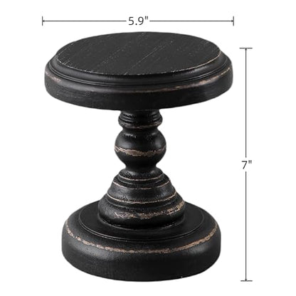 SOFE Black Wood Display Riser, Rustic Small Pedestal Stand/Planter Stands - color: Black