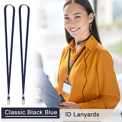 Marspark 200 Pcs Lanyards for ID Badges, Flat Swivel Hook,Navy Blue - color: Navy Blue