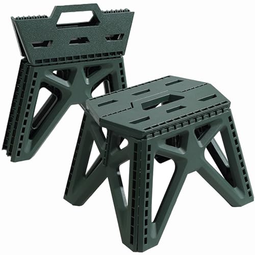Folding Step Stool Holds 440 lbs - 9" Sturdy Foldable Step Stool with Non-Slip Base, Space Saving for Kitchen, Bathroom, Camping (Green) - color: Green