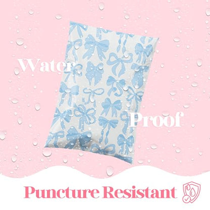 Pretty Package Store Poly Mailers 14.5x19, Blue Bows, 100 Pack - color: Blue Bows, size: 14.5x19