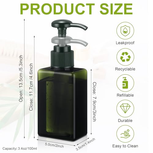 Domensi 24 Pcs 3.4 oz Pump Bottle Mini Travel Bottles, Dark Green - color: Dark Green