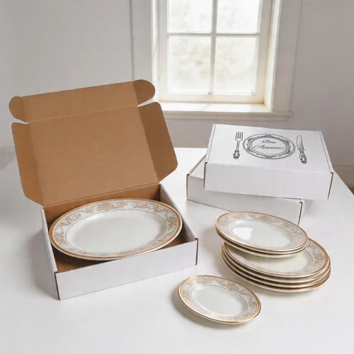 Fishat 12" x 9" x 3" White Corrugated Cardboard Shipping Boxes Set of 5 - size: 12" x 9" x 3"